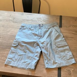 The North Face blue/gray cargo shorts.